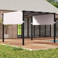 thumbnail image 4 of Gymax Pergola à Toit Plat 10 x 10 Pi avec Auvent Rétractable, Pavillon de Gril Extérieur, Gris, 4 of 10