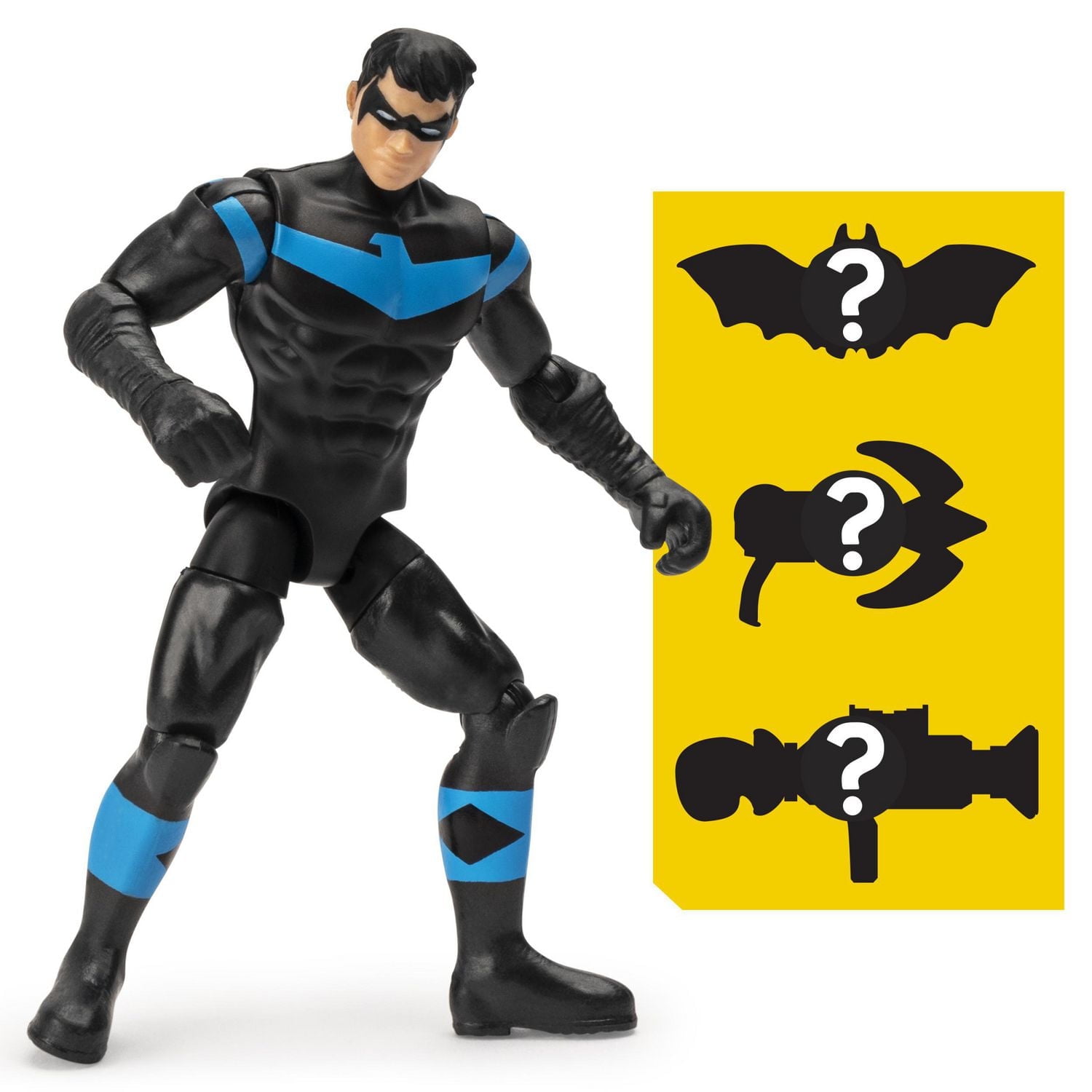 BATMAN, Figurine articulée NIGHTWING de 10 cm avec 3 accessoires mystère, Mission 2