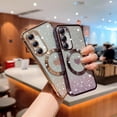 thumbnail image 6 of for Samsung Galaxy S25 Phone Case,Compatible with Magsafe,Magnetic Plating Glitter Gradient Cute Heart Clear Case,Camera Protection for Samsung Galaxy S25,Golden, 6 of 6