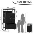 thumbnail image 3 of Eunos Petite Table de Chevet avec Poste de Recharge et DEL pour Chambre, Commode à 3 Tiroirs Noire avec Étagères de Rangement, 3 of 8