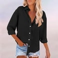 thumbnail image 2 of kaprioy Button Down Shirts for Women Dress Shirts Long Sleeve Wrinkle-Free Blouse Casual Solid Office Work Tunic Top Black, XL, 2 of 6