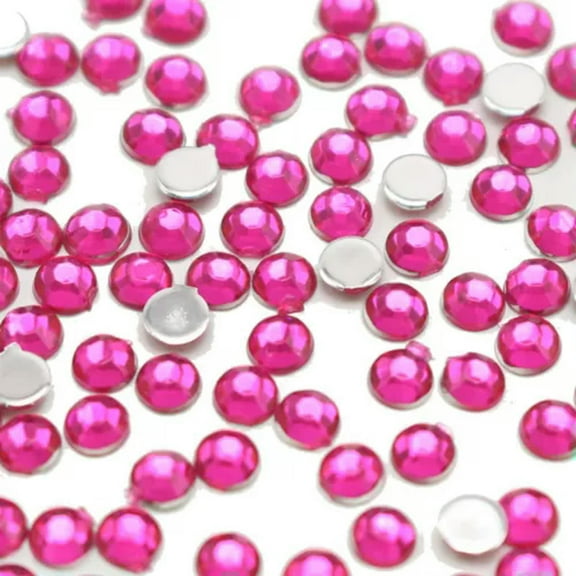 EOEMY 2000 Crystal Acrylic Faceted Round Flatback Rhinestone Glue On Gems 3mm 12Ss-Hot Pink