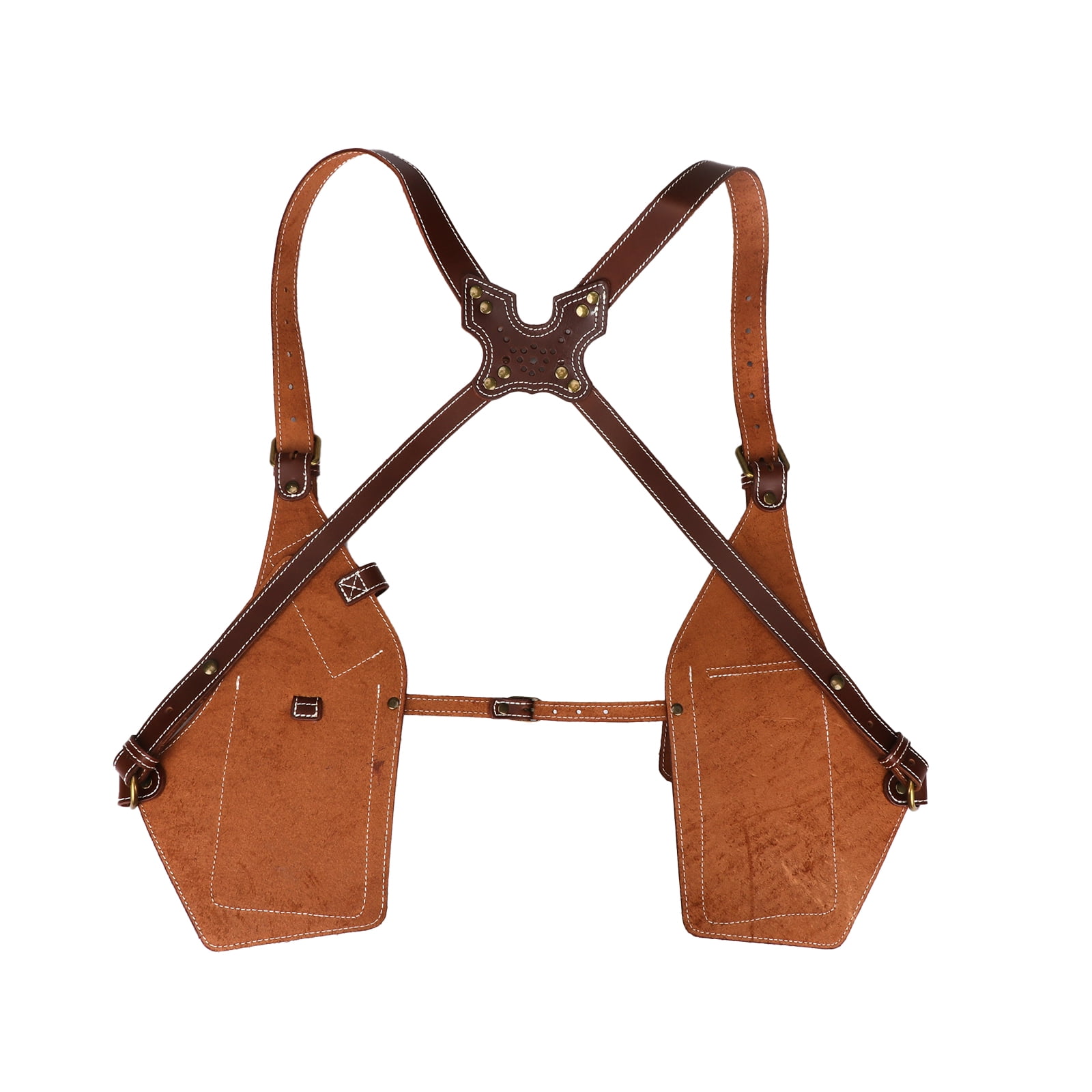 TOURBON Leather Tool Suspenders Bag Vintage Brown Shoulder Strap Tool Pouch for Phone Fully Adjustable