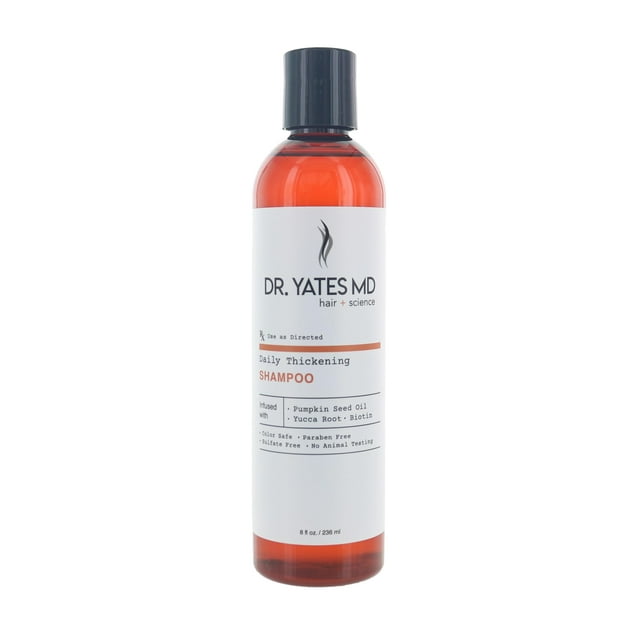 Dr. Yates MD Hair + Science Champú espesante diario agrega volumen y apoya la prevención de la pérdida de cabello para hombres y mujeres (8 onzas líquidas)