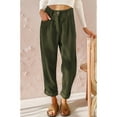 thumbnail image 4 of Pants for Women Casual High Waisted Straight Leg Pants Loose Comfy Trousers with Pockets Army Green XL, 4 of 6