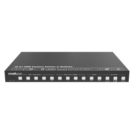 UPC: 0850023208026 | BZBGEAR 4×1 4K UHD HDMI Seamless Switcher Scaler and MultiViewer with IP/RS232 Control and Audio De-embedding