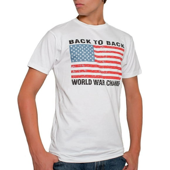 Back To Back World War Champs USA Men's T-Shirt White (X-Large)
