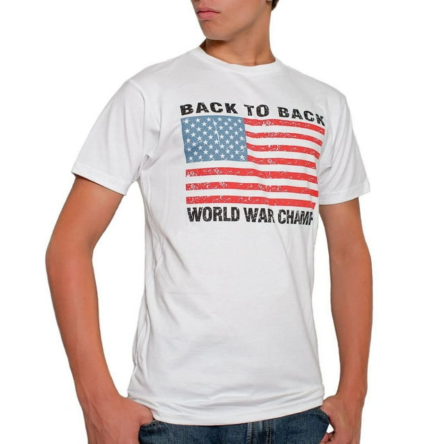 T-Shirt pour Homme « Back To Back World War Champs USA » Blanc (Très Grand)