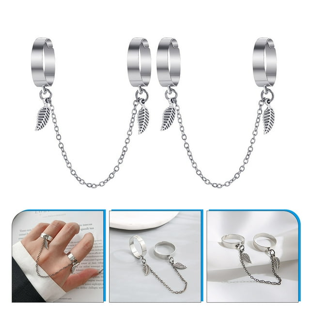 BEADCEST 2Ud Anillos Ajustables Con De Hoja Para Mujer Y Gótico