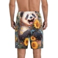 thumbnail image 2 of Balery Elegant Cute Panda Sunflower Men's Cotton Knit Pajama Shorts Waistband & Pockets,Short Pajama Pants-XX-Large, 2 of 8