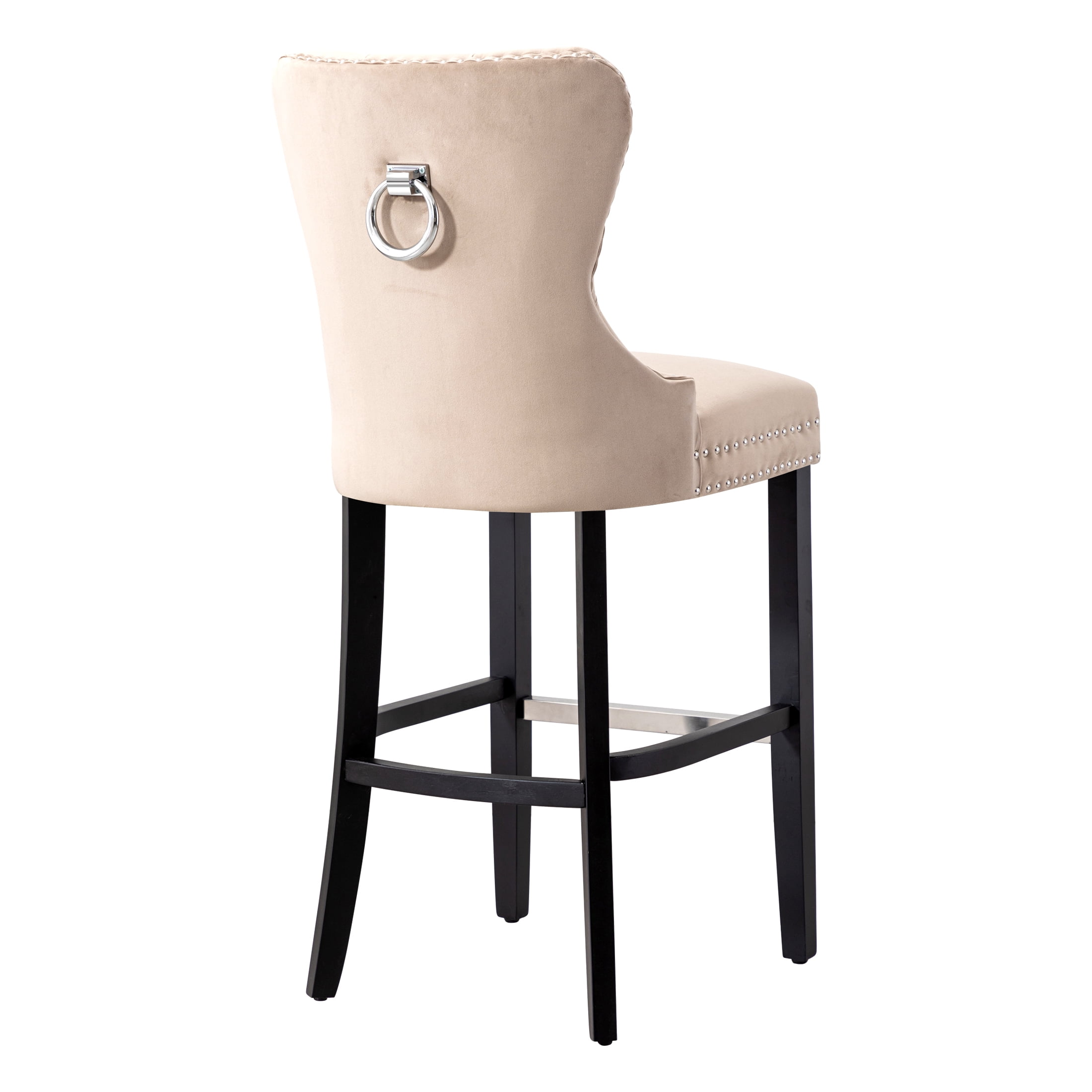 Westin Outdoor 29" Tufted Velvet Counter Stool, Black/Velvet Taupe
