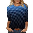 thumbnail image 2 of ICHUANYI Clearance Women's Fashion Printed Loose T-shirt 3/4 Sleeves Blouse Round Neck Casual Tops(Blue, L) ICHUANYI WER2023080814532, 2 of 5