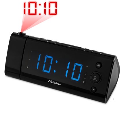 Magnasonic USB Charging Alarm Clock Radio with Time Projection, Battery