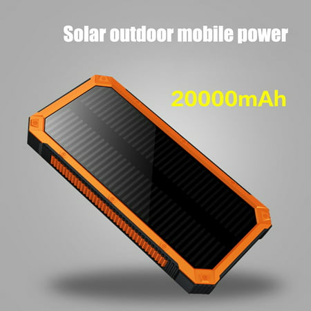 20000mAh Dual USB Mobile Charger Outdoor Solar Charger Phone Charger with LED Flashlight Outdoor Travel