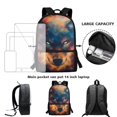 thumbnail image 4 of Jeiento Wolf School Bag Bookbag for Primary Junior School Student 3 PCS Backpack Set with Lunch Box Pencil Case for Teens Boys Kids, 4 of 7