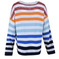 thumbnail image 4 of Vedolay Sweater Women's Cropped Striped Sweaters Oversized Long Sleeve Crew Neck Crop Tops,Blue One Size, 4 of 5