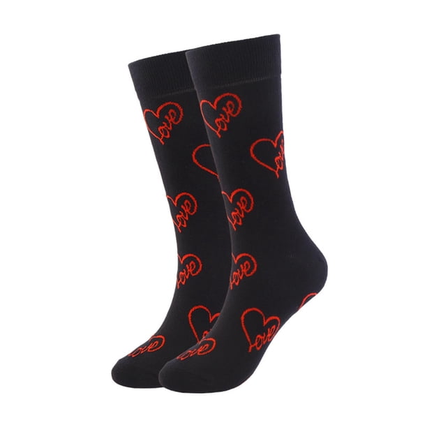 Calcetines para hombre y mujer, calcetines de tubo medio con forma de corazón y colores contrastantes, calcetines para mujer