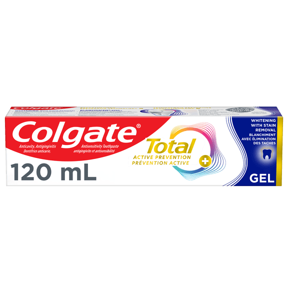 Colgate Total Active Prevention Stain Removal Whitening Toothpaste Gel, 120 mL