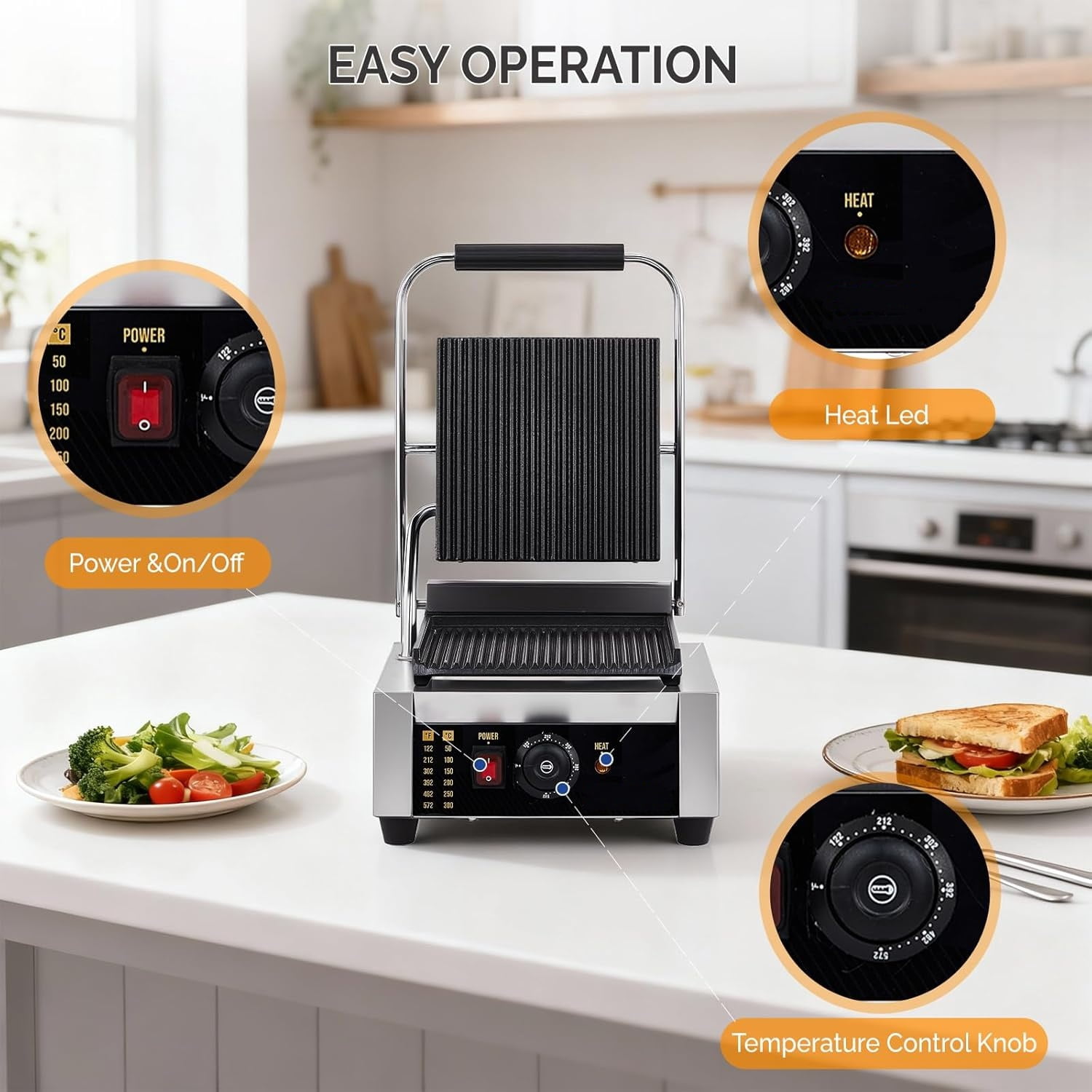 Ktaxon Panini Press Grill, 1800W Stainless Steel Electric Sandwich