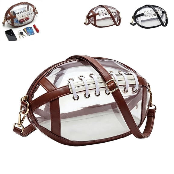 Football Clear Bag, Clear Football Purses for Women, Football Purse with Crossbody Bag Clutch with Adjustable Strap