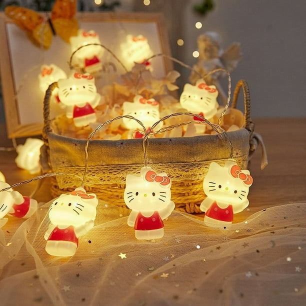 Accesorios de Sanrio Cadena de luces LED para exteriores Cosas de Hello Kitty Cadena de luces Cinnamoroll Árbol de Navidad Decoración de fiesta Juguete para niños
