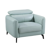 American Eagle Furniture Genuine Leather Accent Chair in Light Teal (Turquoise)