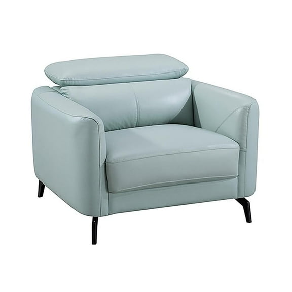 American Eagle Furniture Genuine Leather Accent Chair in Light Teal (Turquoise)