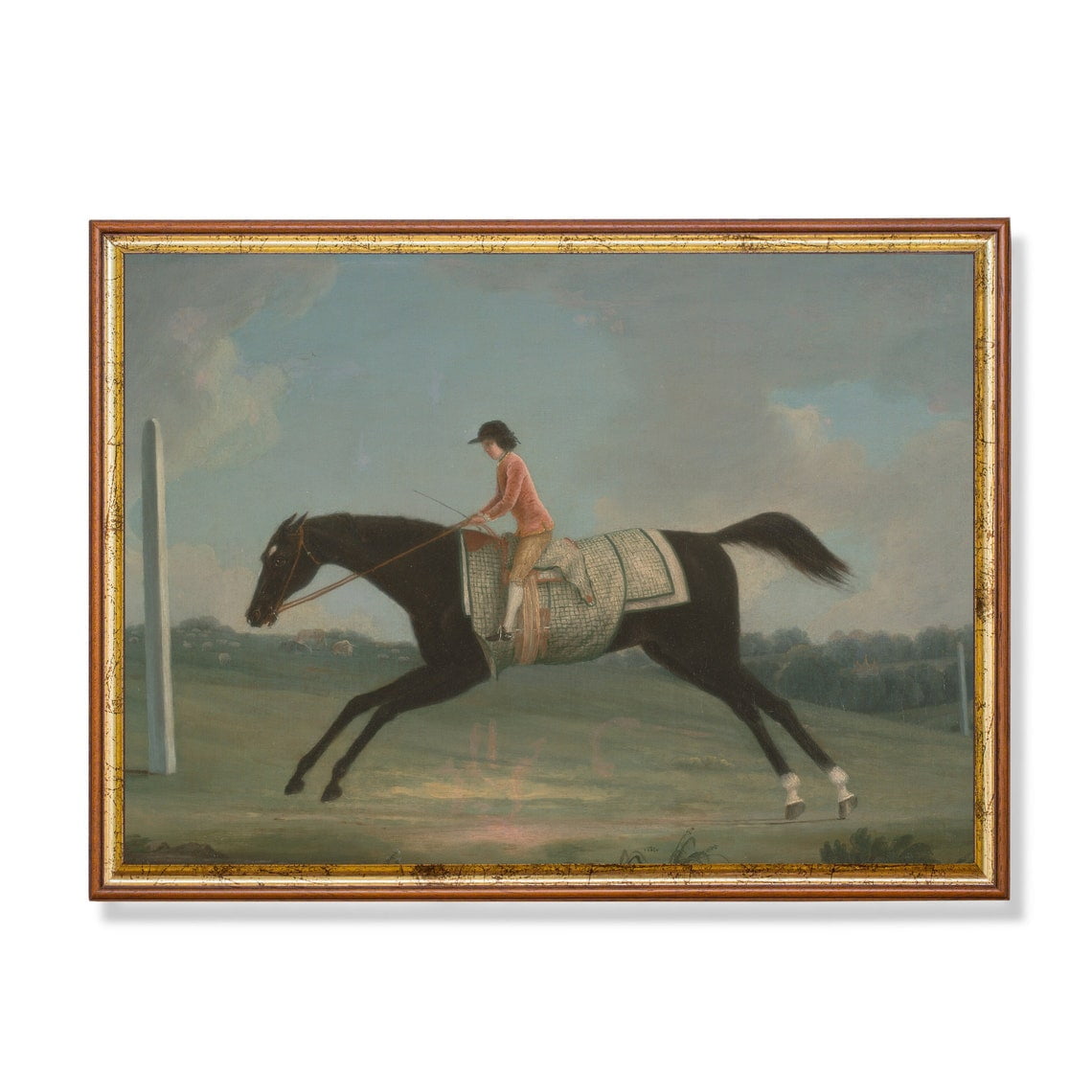 Vintage Equestrian Boy Riding Horse Wall Art Print 17th Century Nature Inspired Living Room Decor