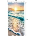thumbnail image 2 of Stall Small Shower Curtain Half Summer 36x72 Inch Mini Single Narrow Ocean Beach Coastal Hawaiian Sunrise Sea Wave Seaside Scene Island Blue Cool Fabric Set Waterproof 7 Pack Hooks BB-JWXP, 2 of 6
