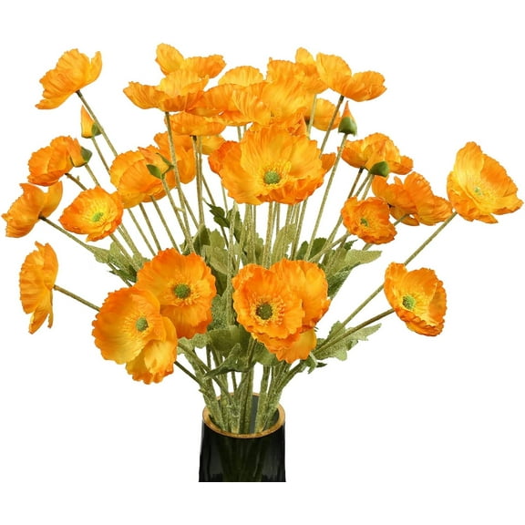 10PCS Poppy Flowers Artificial Silk Poppy Flowers Faux Poppy Stems Silk Single Flowers for Home Decor Bouquet Wedding Party Table Centerpiece Arrangement(White) A