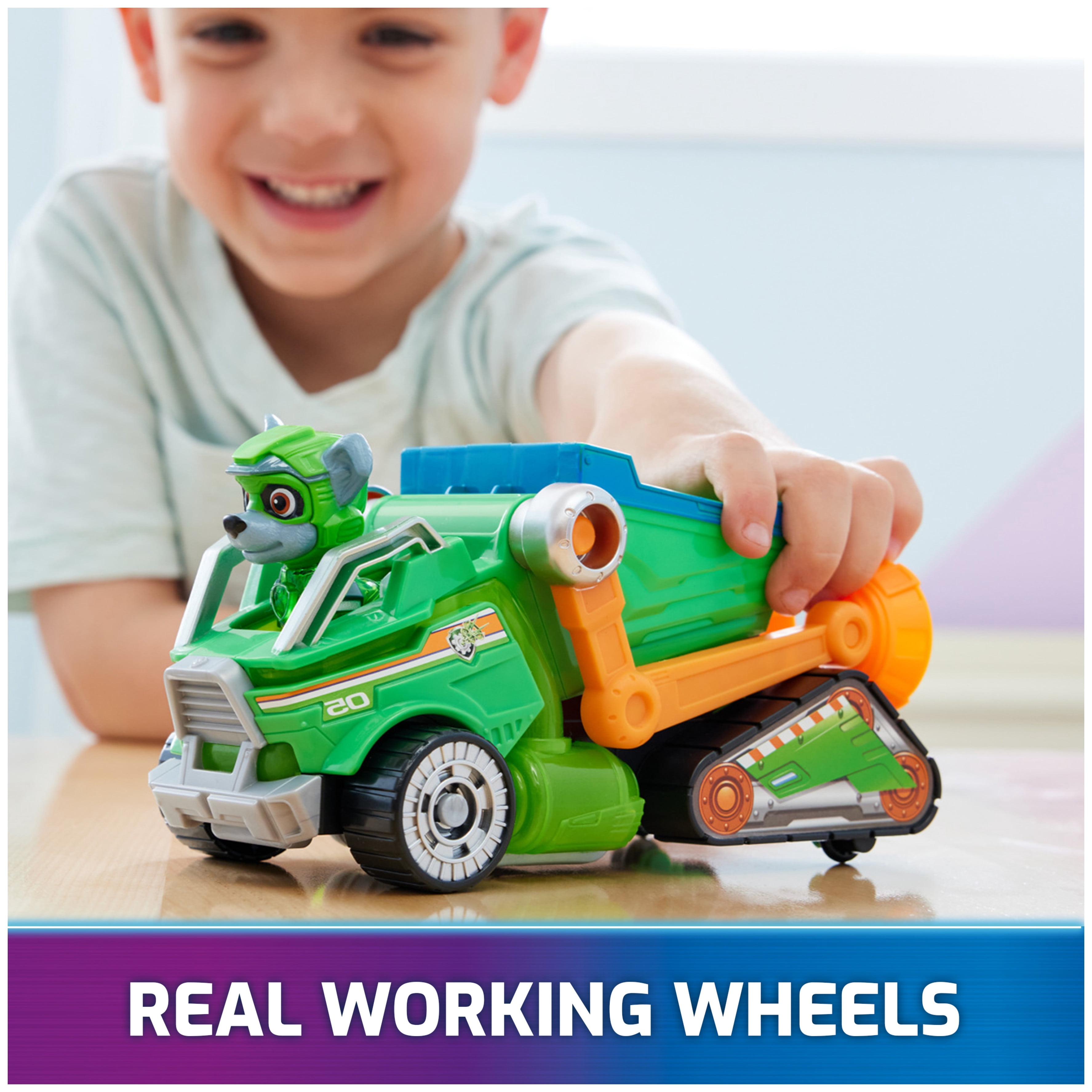 PAW Patrol: The Mighty Movie, Recycler Truck with Lights, Sounds & Rocky Figure, Ages 3+
