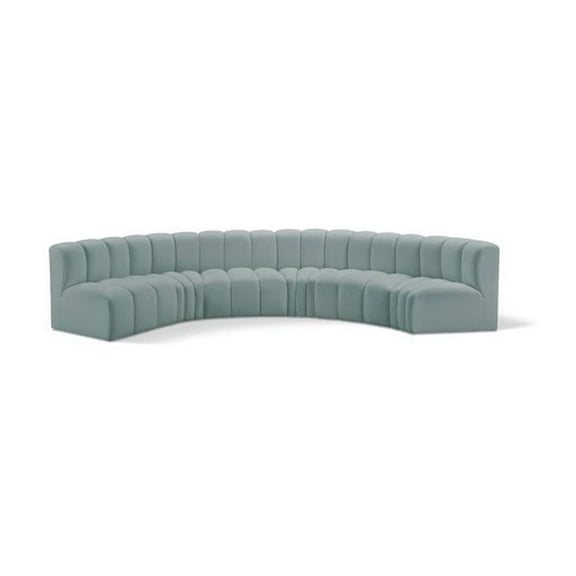 Meridian Furniture Arc Mint Green Vegan Leather Modular Sectional