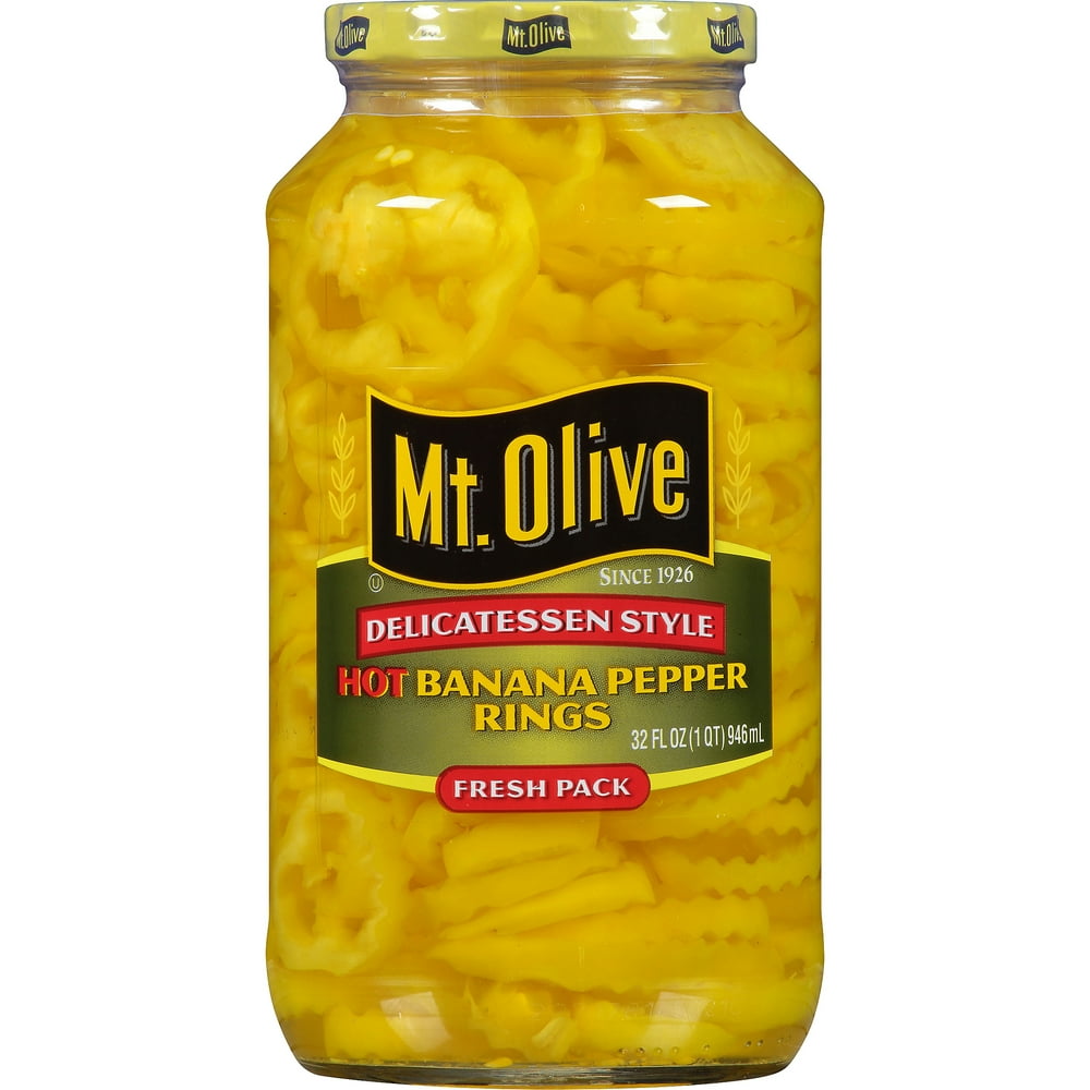 Mt. Olive Delicatessen Style Hot Banana Pepper Rings, 32 fl oz Jar