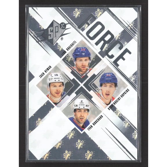 2025 Upper Deck SPx Force Oilers SF-DHHB Ryan Nugent-Hopkins Evan Bouchard Zach Hyman Leon Draisaitl Hockey Card