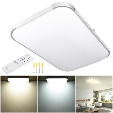Flush Mount Siren - Yescom Modern Dimmable LED Ceiling Light 48/36/24W Rectangle/Square/Round w/ Flush Mount Remote Control Opt