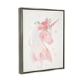thumbnail image 3 of Stupell Industries Pastel Smiling Unicorn Pink Flower Blossom Crown Graphic Art Luster Gray Floating Framed Canvas Print Wall Art, Design by Victoria Barnes, 3 of 6