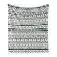 thumbnail image 1 of Tribal Soft Flannel Fleece Throw Blanket, Pattern with Prehistoric Geometric Forms Triangles Background, Cozy Plush for Indoor and Outdoor Use, 70" x 90", Hunter Green White, by Ambesonne, 1 of 6