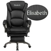 Flash Furniture Personalized High Back Black LeatherSoft Executive Reclining Ergonomic Office Chair with Outer Lumbar Cushion and Arms