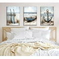 thumbnail image 3 of Coastal Beach Canvas Wall Art Sailboat Paddle And Anchor Paintings Pictures Wall Decor Nautical Posters Prints Artwork Suitable for Living Room Bedroom Home Office Corridor（Only canvas）, 3 of 6
