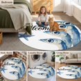 thumbnail image 6 of Ocean Blue Fish Round Living Room Rugs 4 ft, Welcome Nautical Sea Watercolor Fish Starfish Washable Area Rug with Non-Slip Sturdy Edge Binding Round Carpet for Entryway Kitchen Bedroom Bathroom, 6 of 9