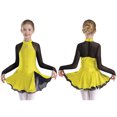 thumbnail image 3 of Niños Niñas gimnasia patinaje artístico Ballet traje de baile lírico malla transparente manga larga vestido brillante con diamantes de imitación Ropa de baile, 3 of 5