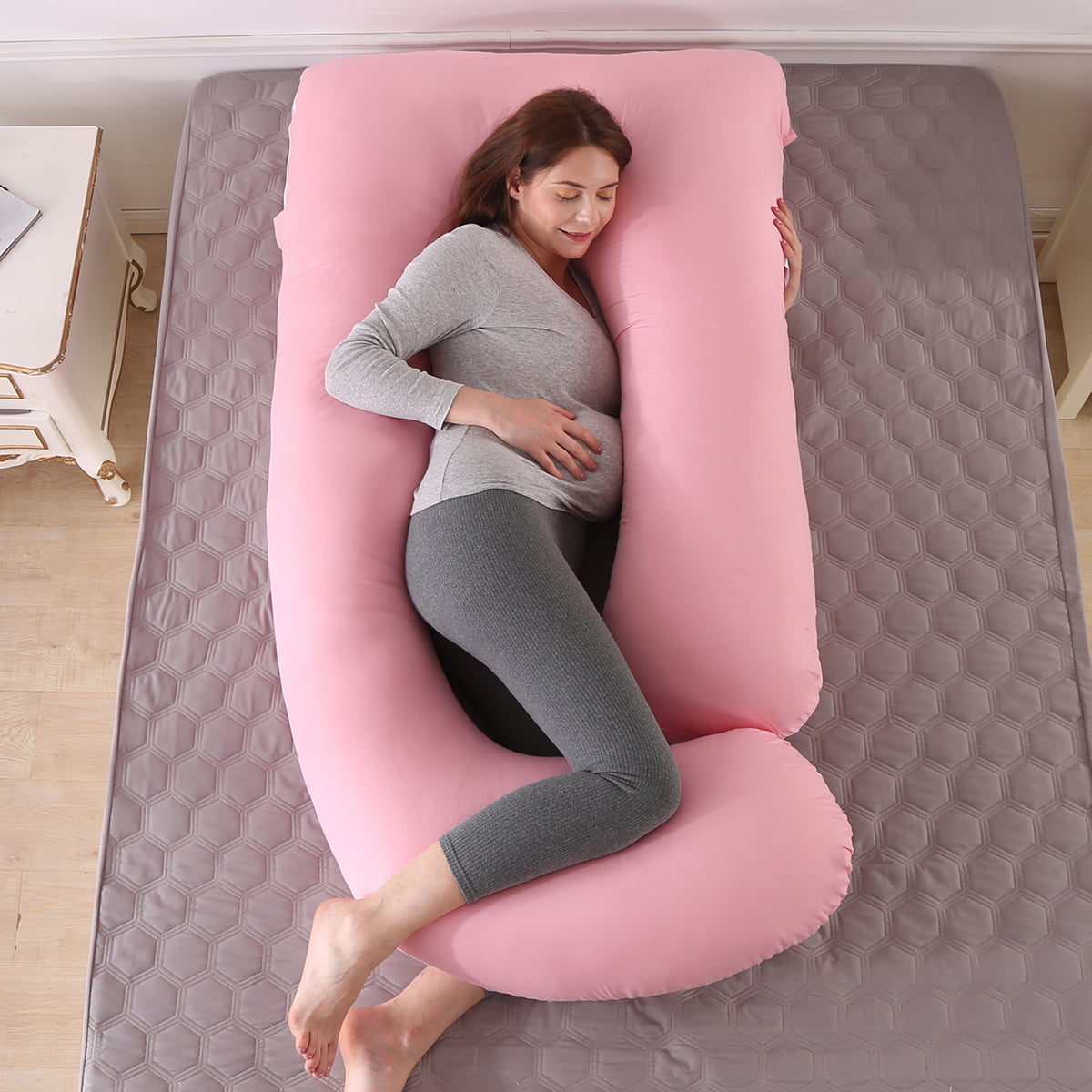 Pregnancy Pillows Case Body Bolster Support Maternity Nursing Support Pink 