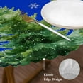 thumbnail image 3 of Christmas Tree Round Tablecloth, Fitted Table Cover with Elastic for 45"-54" Round Tables, Winter Snowflakes Xmas Pine Tree Blue Table Cloth Outdoor Indoor Dinning Party Waterproof Tablecloths, 3 of 7