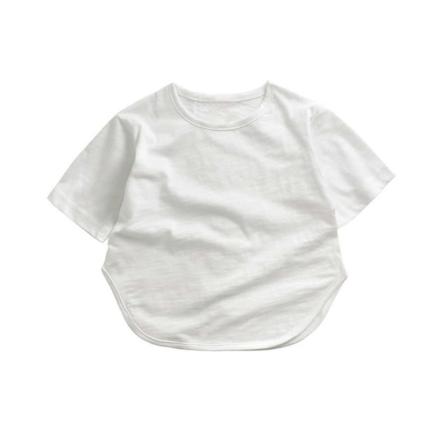 Ropa De Bebé (Niño O Niña) Traje De Niño Pequeño Verano De Manga Corta Sólido Caramelo Camiseta Suelta Blanco Odeerbi LM103-10376