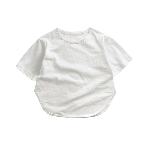 AherBiu Toddler Boys Clothes Short Sleeve T Shirts Cotton Comfy Basic Crewneck Summer Tops Tees Solid Color