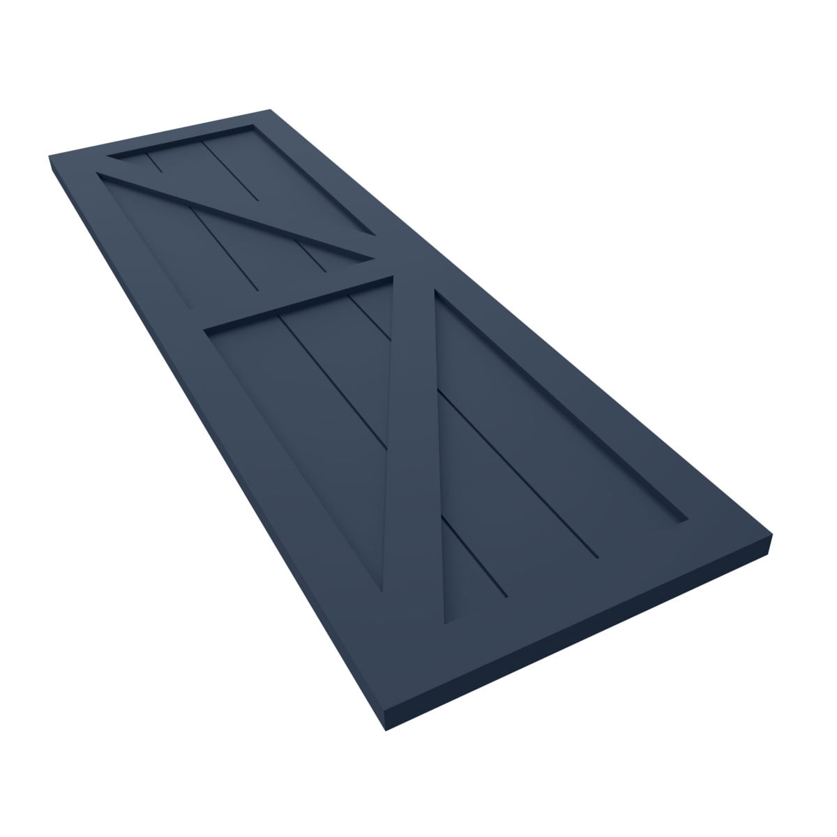 Ekena Millwork 15"W x 39"H True Fit PVC Two Equal Panel Farmhouse Fixed Mount Shutters w/ Z-Bar, Starless Night Blue (Per Pair - Hardware Not Included)