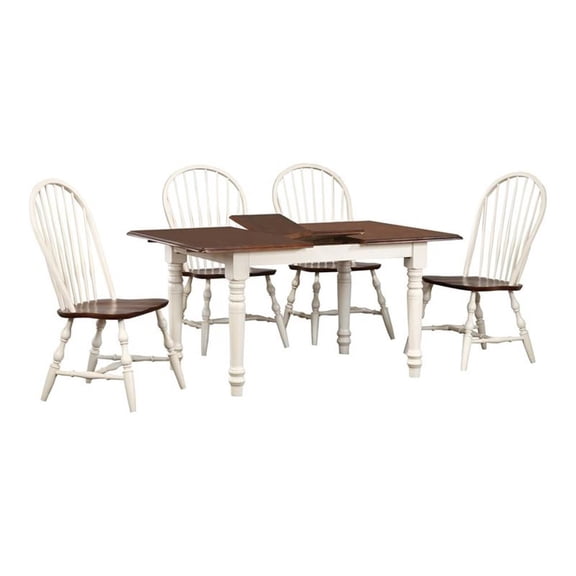 Sunset Trading Andrews 5PC 60" Rectangular Extendable Wood Dining Set in White