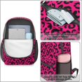 thumbnail image 4 of Black and Pink Leopard Print 17" Waterproof Oxford School Backpacks for Teens, S-Shape Padded Straps, for School, Travel, Hiking, Camping, 4 of 5