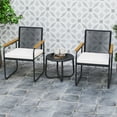thumbnail image 2 of Gymax 3 Pieces Patio Furniture Set PE Wicker Chairs & Side Table w/Armrests Padded Cushions, 2 of 10