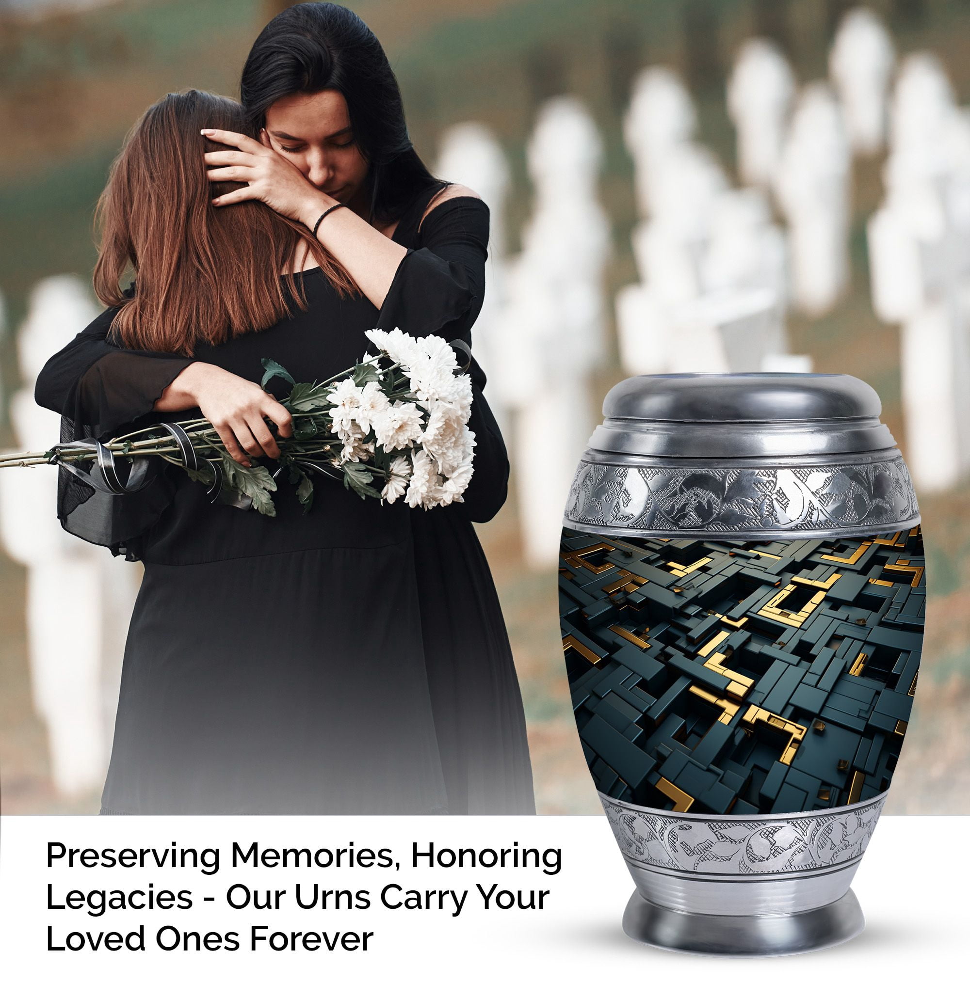 Circuitry Shimmer Cremation Urns For Human Ashes, 10inch Large Urns For Human Ashes, Decorative Urn, Memorial Urn, Funeral Ashes For Women, Urn For Mom, Urns For Human Ashes Adult Male